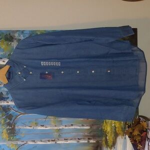 Y2K Charter Club 100% Cotton Denim Shirt P2P 25.5 in., Super Soft Twill